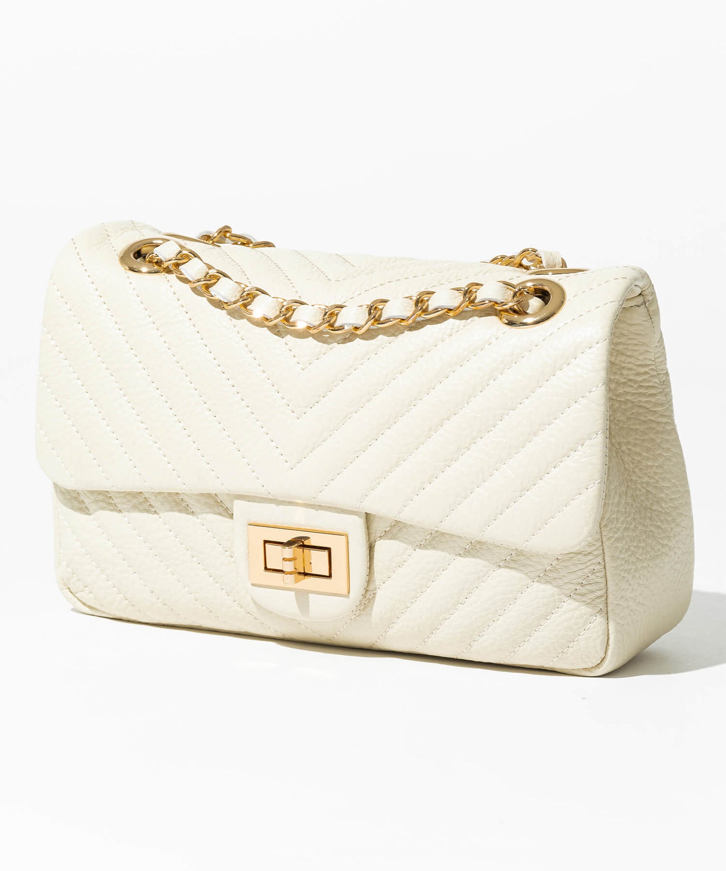 【ORNELLA/オルネラ】(NOVE-19)ラインキルティングチェーンバッグ(ゴールド金具)