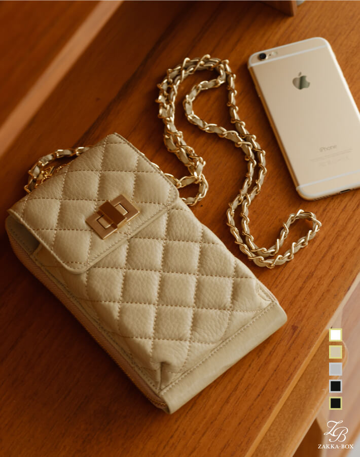 【新作早割★10%OFF】【ORNELLA/オルネラ】(NOVE-21-1)キルティングチェーンスマホウォレットポシェット