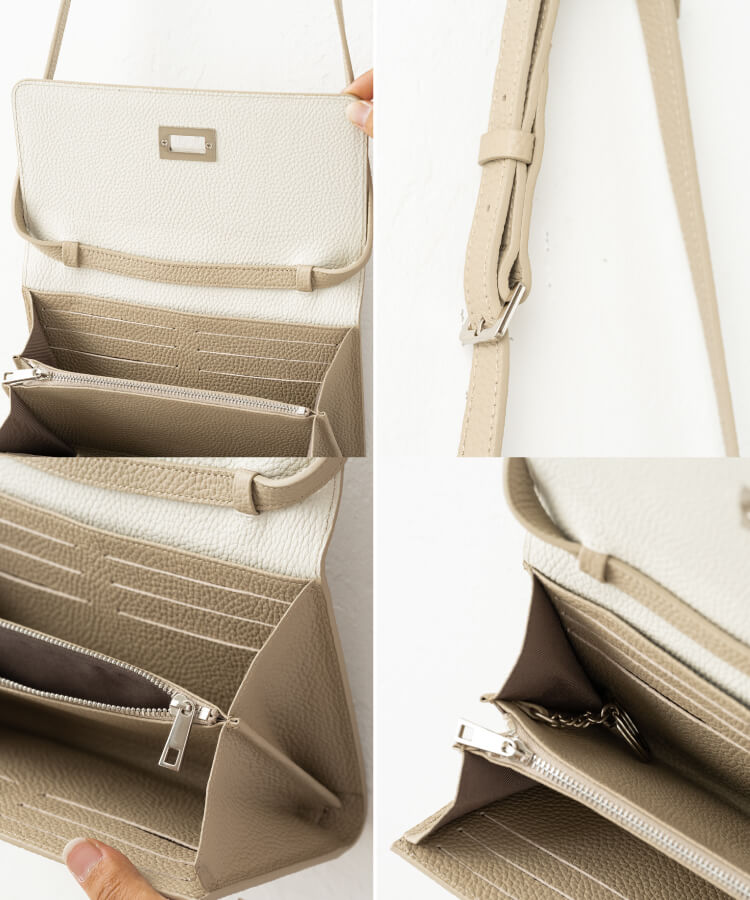 【ORNELLA/オルネラ】(BICO-22-1)リアルレザーバイカラースマホウォレットポシェット