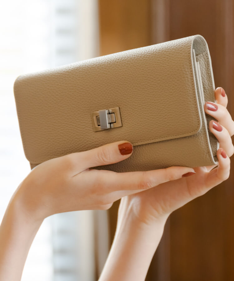 【ORNELLA/オルネラ】(BICO-22-1)リアルレザーバイカラースマホウォレットポシェット