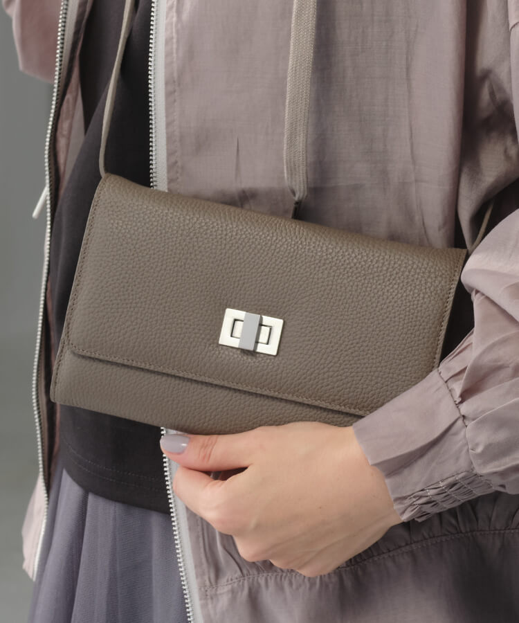 【ORNELLA/オルネラ】(BICO-22-1)リアルレザーバイカラースマホウォレットポシェット