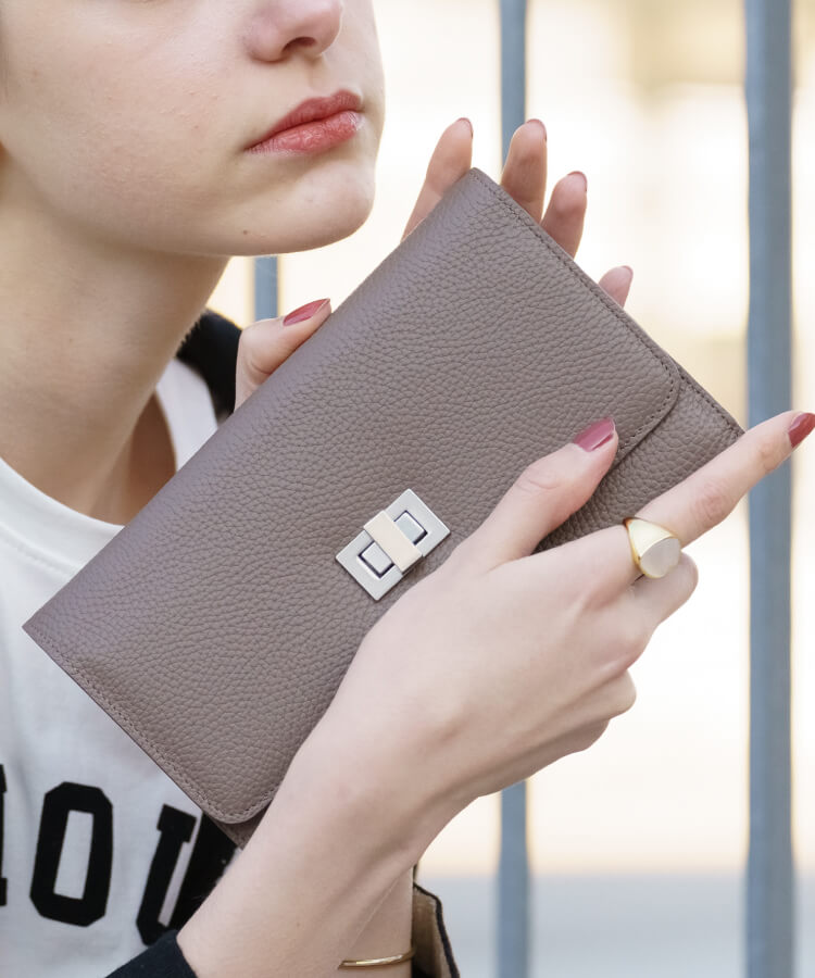 【ORNELLA/オルネラ】(BICO-22-1)リアルレザーバイカラースマホウォレットポシェット