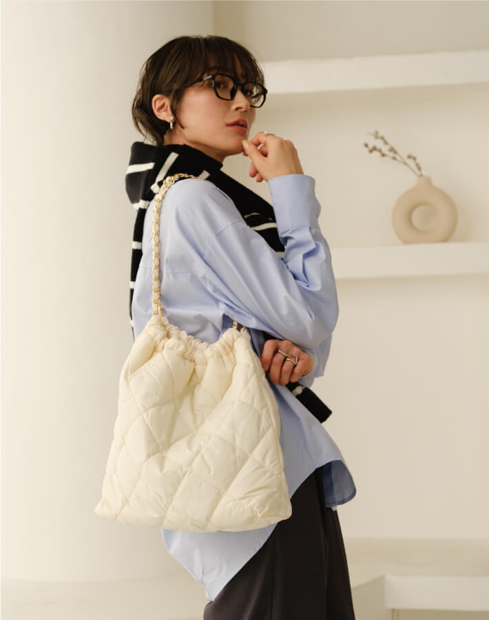 【新作早割★10%OFF】ナイロンクッションチェーンバッグ