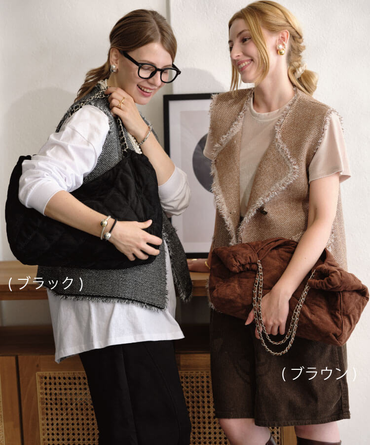【新作早割★10%OFF】スウェードチェーントートバッグ