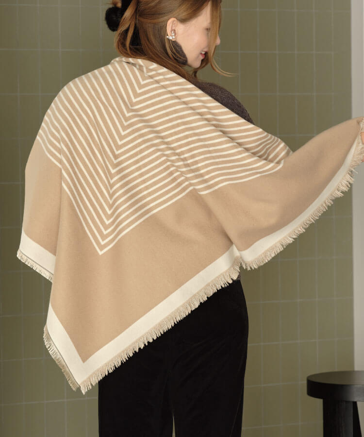 ストライプあったかストール