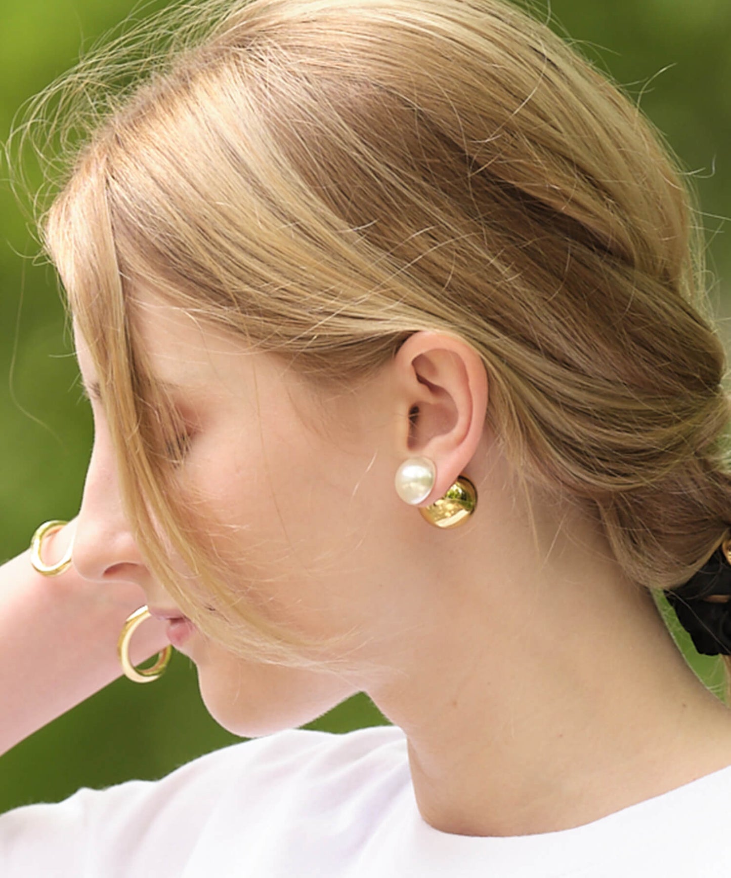 【ANOH】コンビパールボールピアス