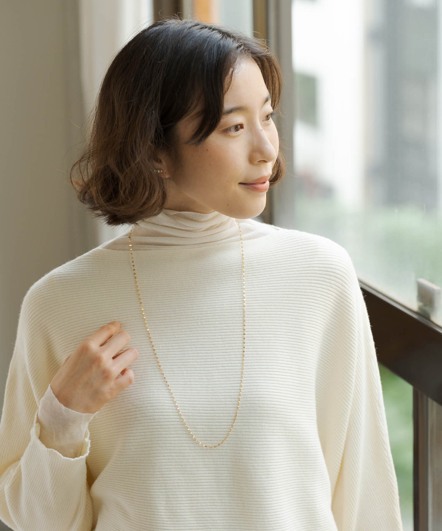 【ANOH】【silver925】ロングペタルチェーンネックレス