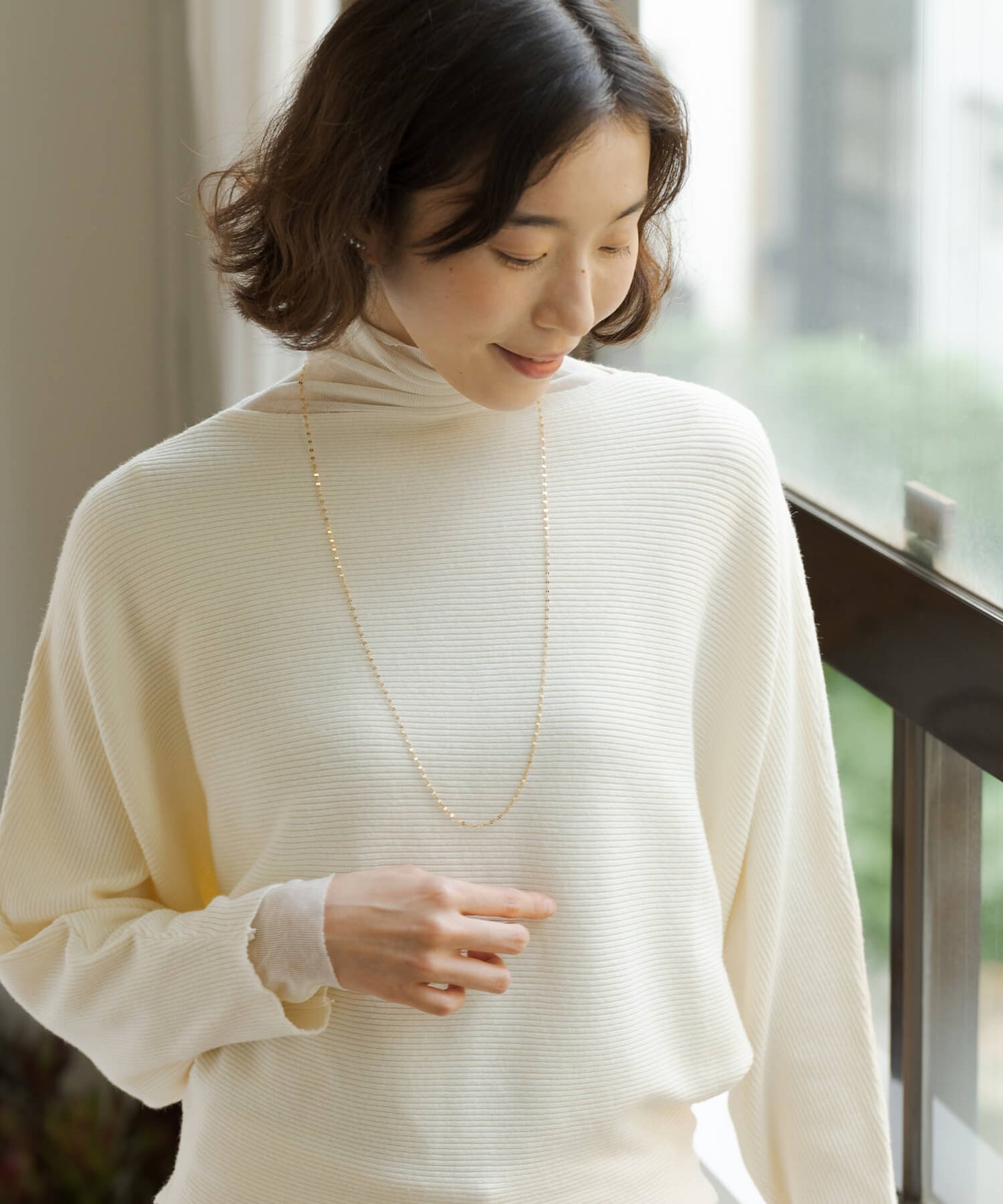 【ANOH】【silver925】ロングペタルチェーンネックレス