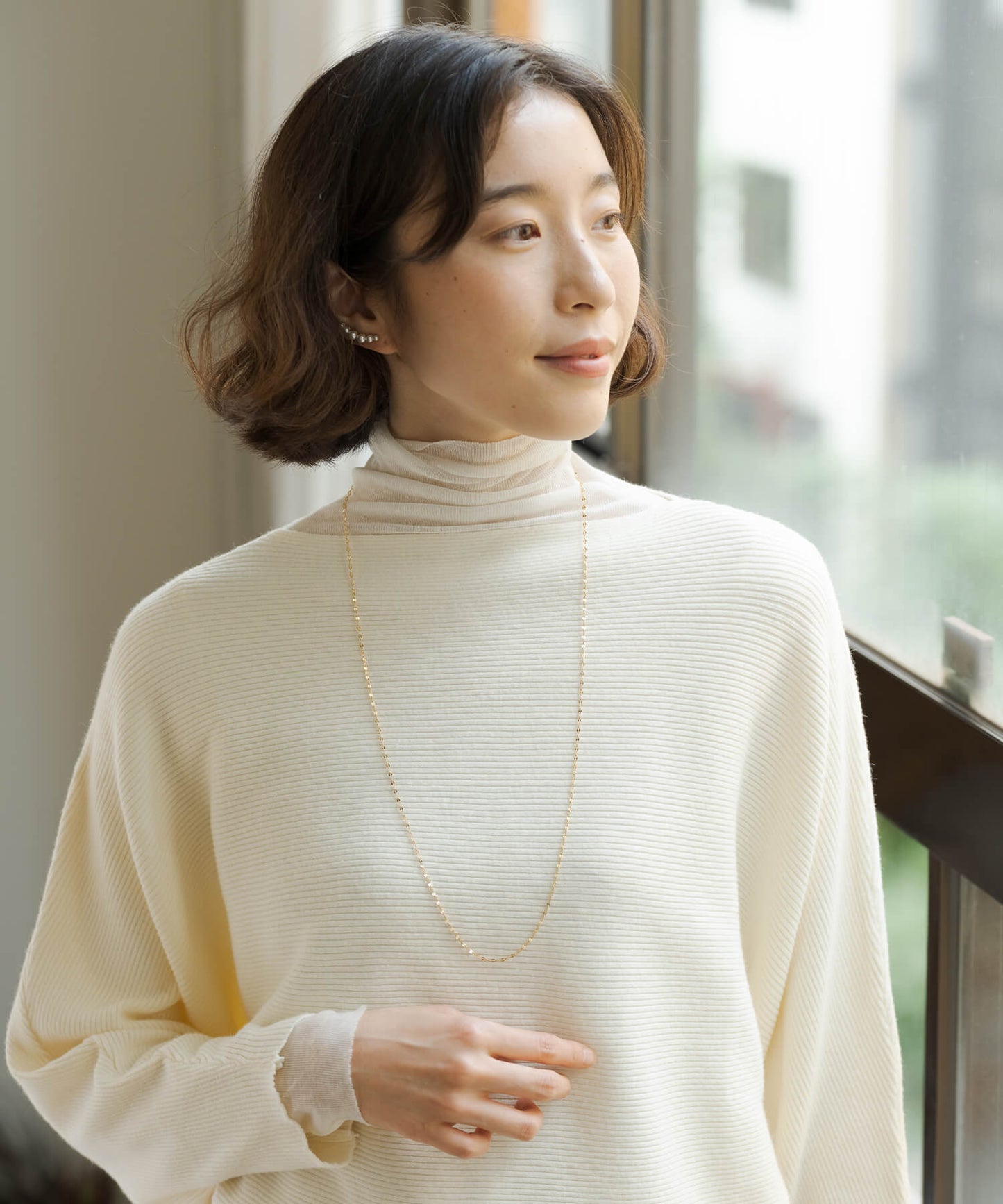 【ANOH】【silver925】ロングペタルチェーンネックレス