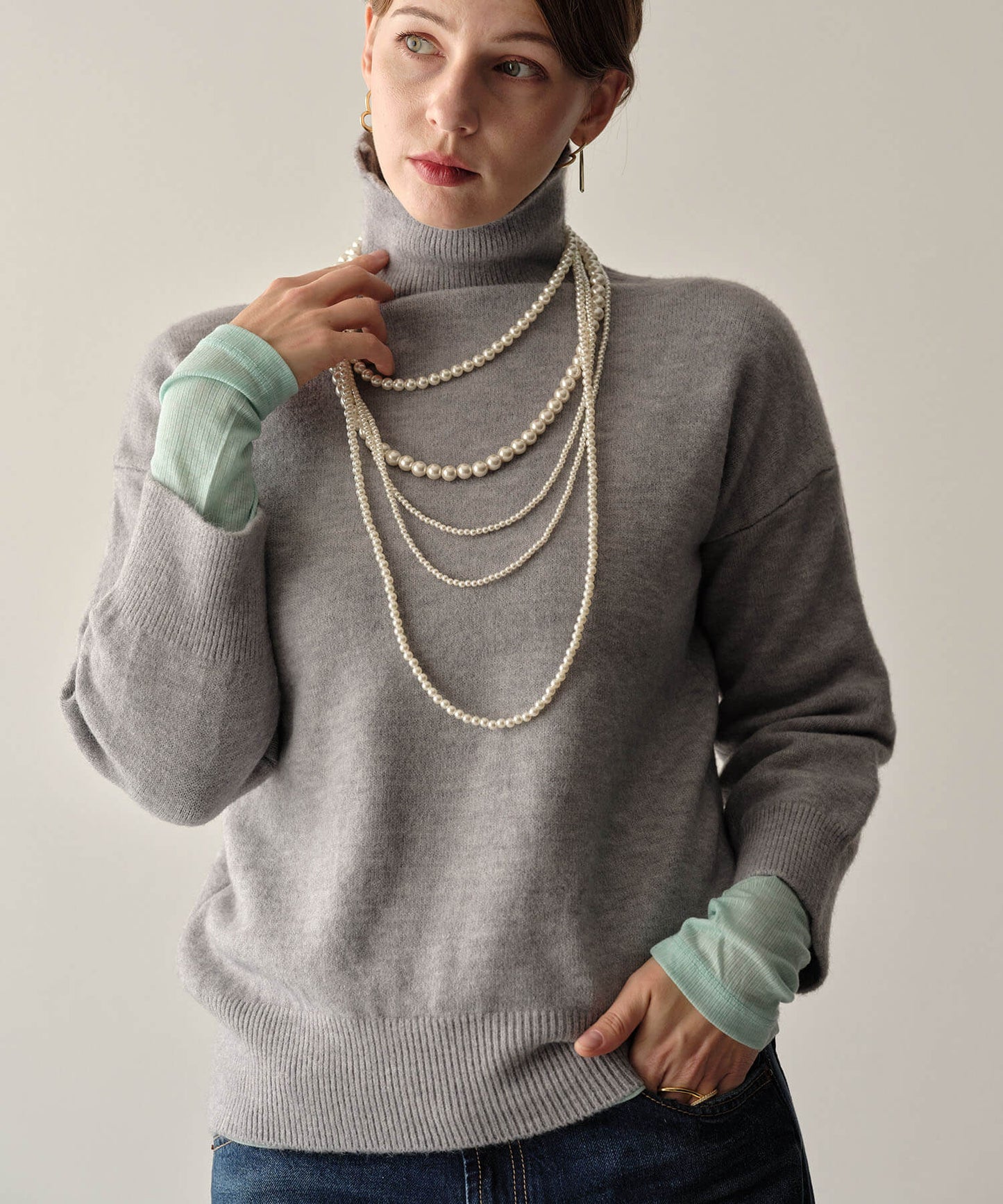 【MIA/ミア】タートルネッククロップドニットPO