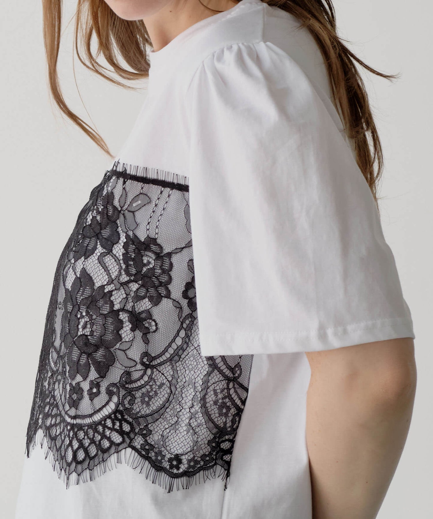 【MIA/ミア】レイヤードレースプリントTシャツ