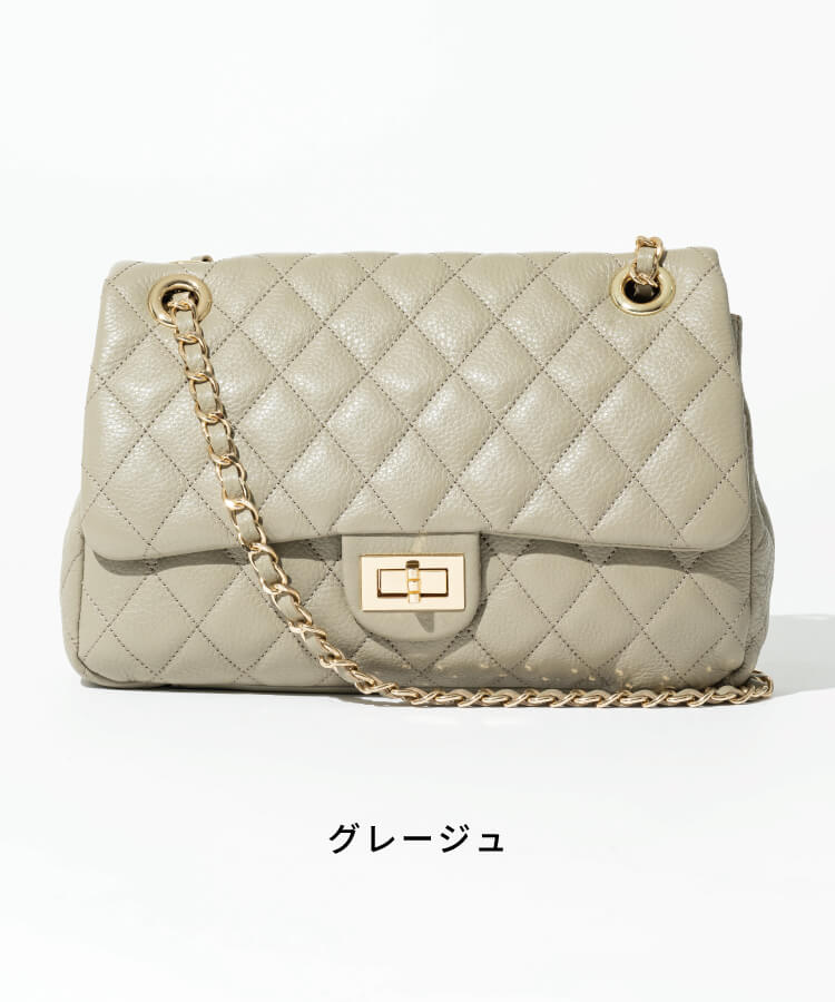 【ORNELLA/オルネラ】(NOVE-17)キルティングチェーンバッグL