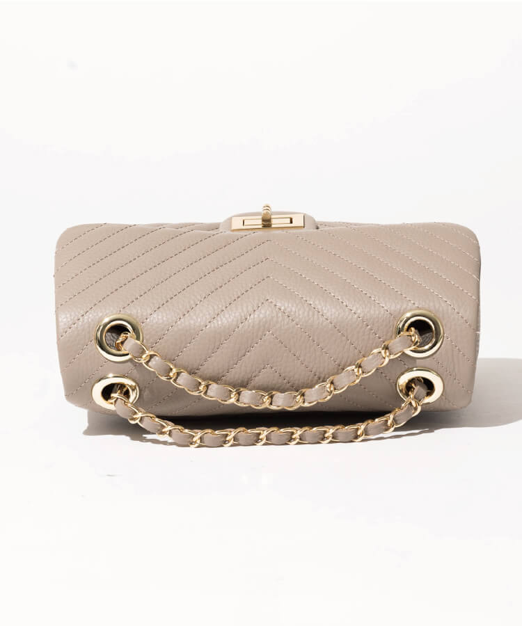 【ORNELLA/オルネラ】(NOVE-19)ラインキルティングチェーンバッグ(ゴールド金具)