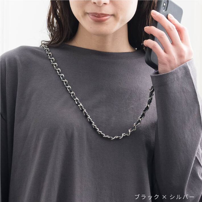 【ORNELLA/オルネラ】(NOVE-22-1)リアルレザースマホチェーンストラップ