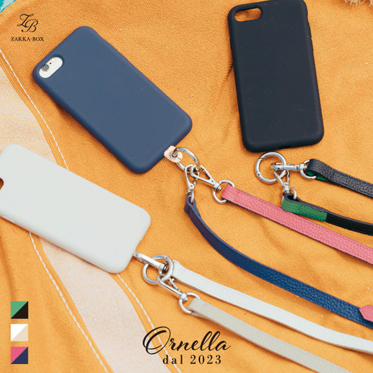 【ORNELLA/オルネラ】(BICO-22-2)リアルレザーバイカラースマホストラップ