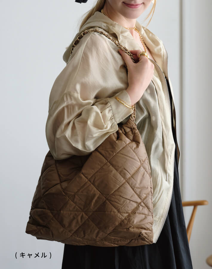 aya-tan.】ザッカボックス ブラック キルティング チェーンバッグ