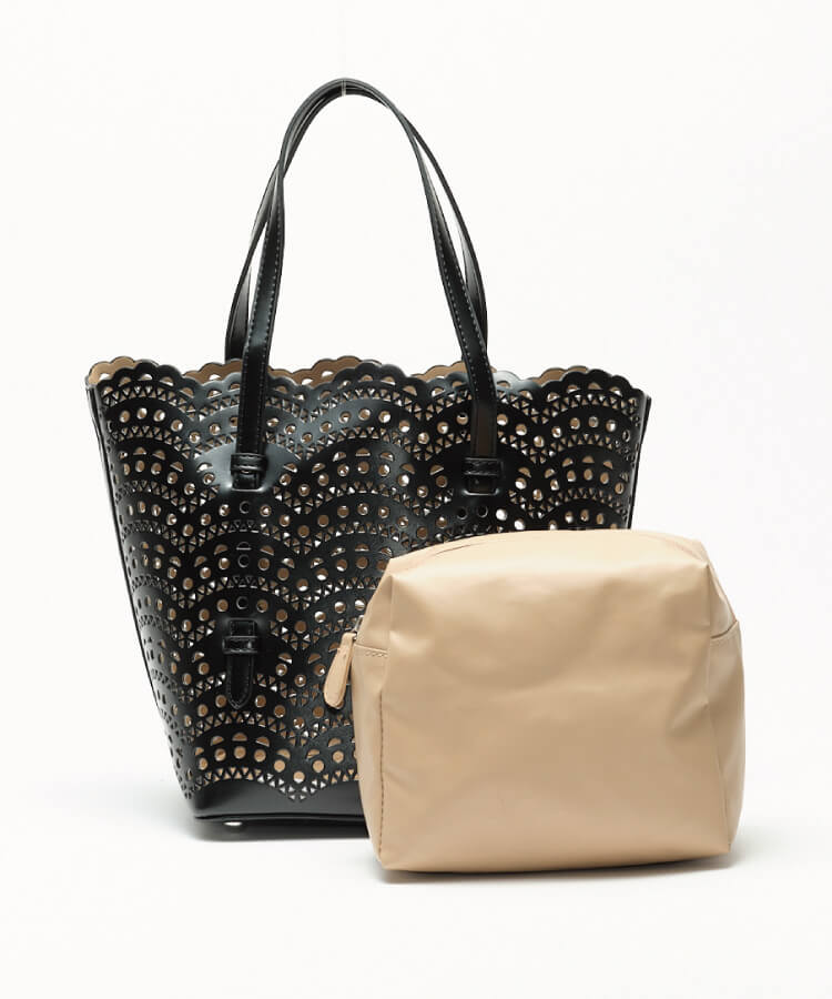 ZAKKA-BOX(ザッカボックス)】スカラップレースパンチングトートバッグ