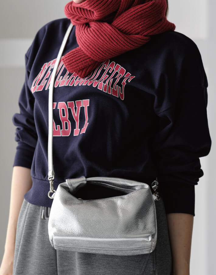 メタルレザーミニホーボーバッグ