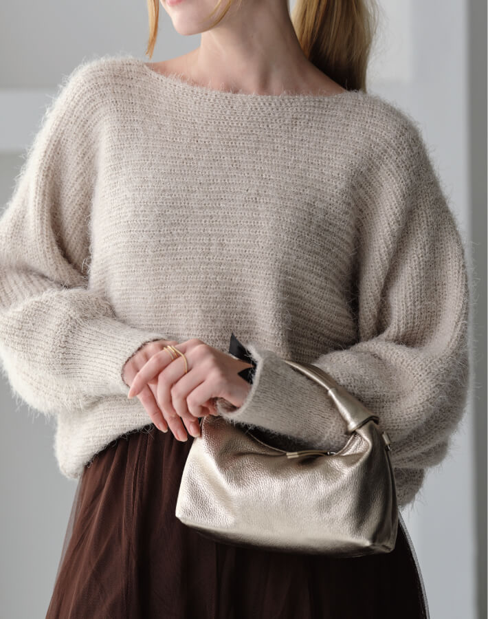 メタルレザーミニホーボーバッグ