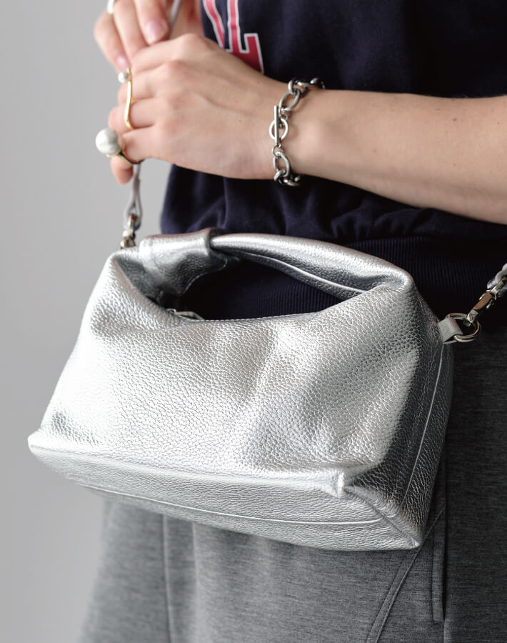 メタルレザーミニホーボーバッグ