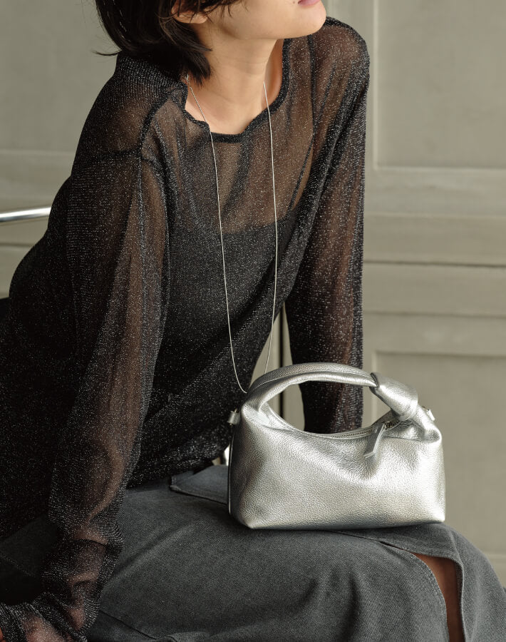 メタルレザーミニホーボーバッグ