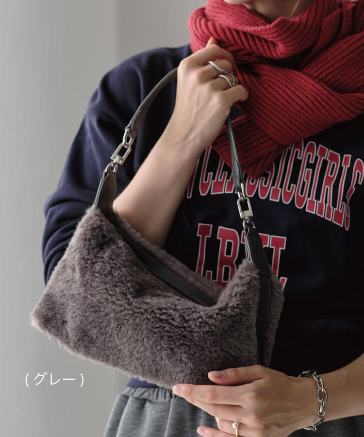 【新作早割★10%OFF】フェイクファーイーストウエストバッグ