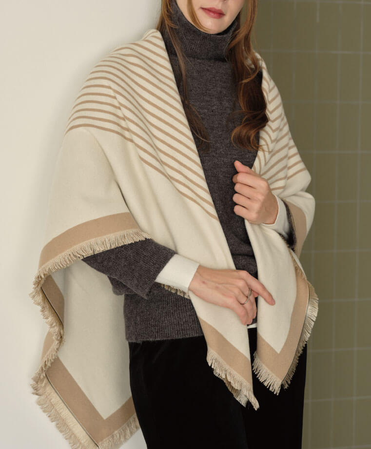 ストライプあったかストール