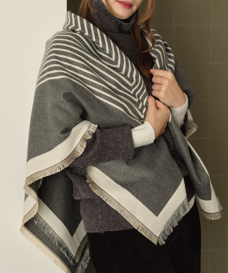 ストライプあったかストール