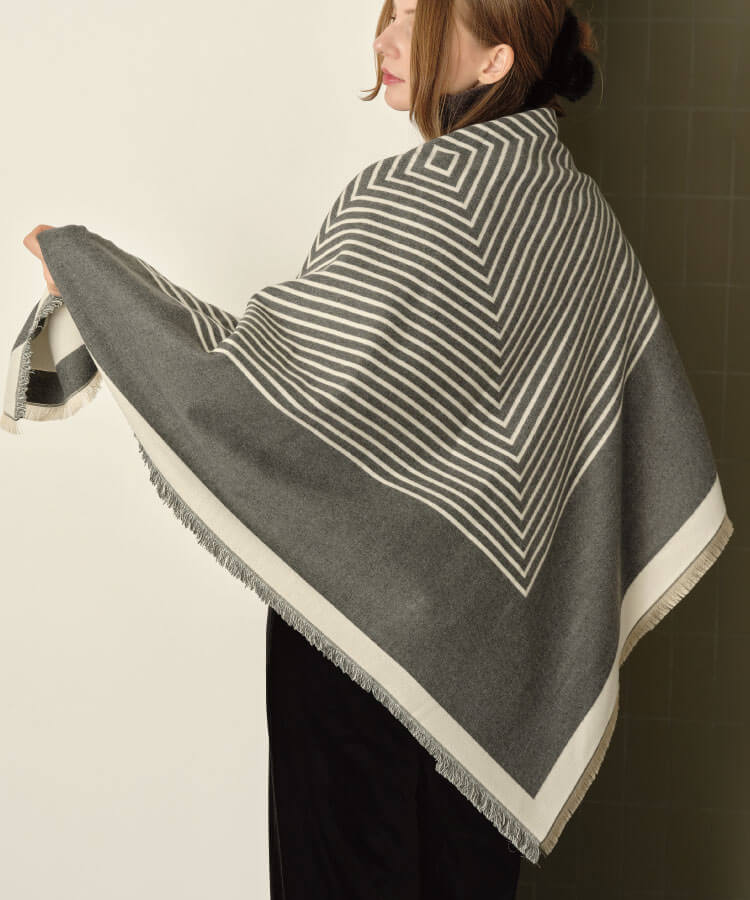 ストライプあったかストール