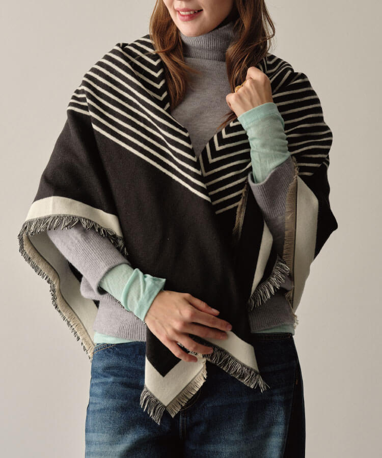 ストライプあったかストール