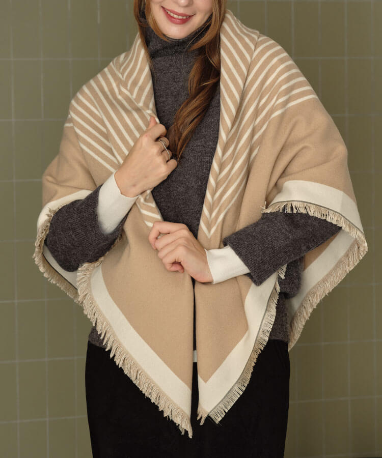 ストライプあったかストール