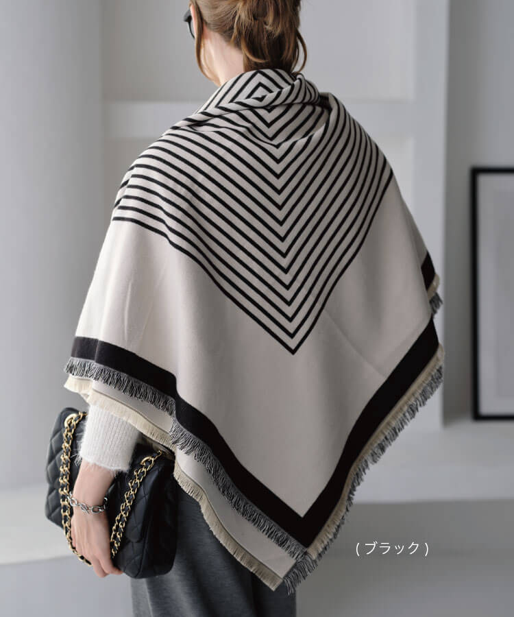 ストライプあったかストール