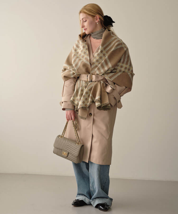 チェックデザイン柄ストール