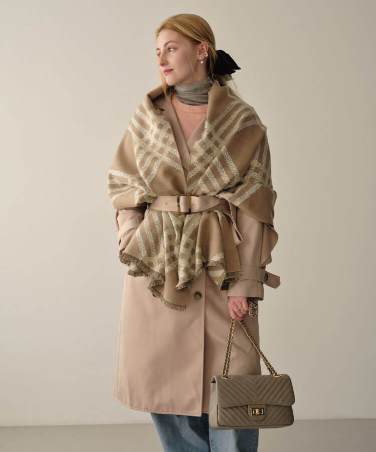 チェックデザイン柄ストール