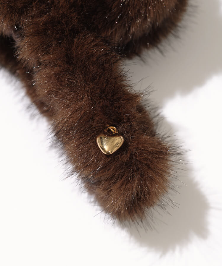 ファーヘアクリップハートチャーム付き