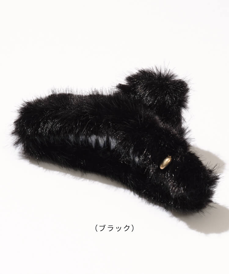 ファーヘアクリップハートチャーム付き