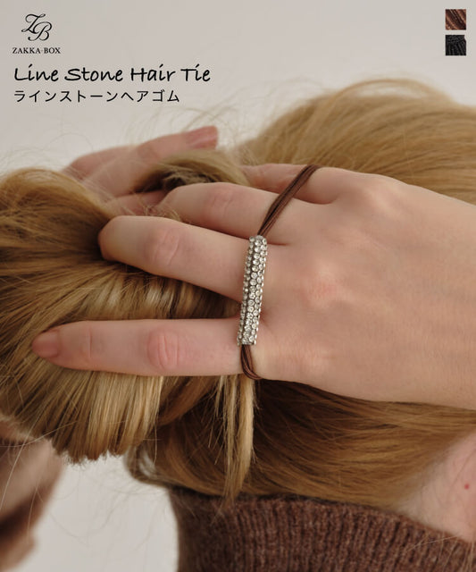 ラインストーンバーヘアゴム