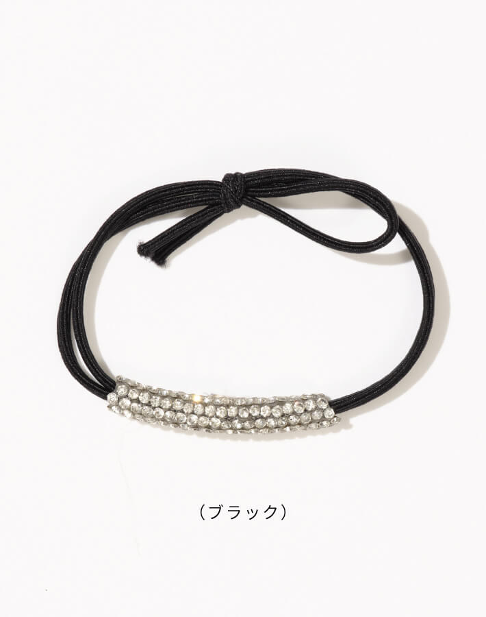 ラインストーンバーヘアゴム