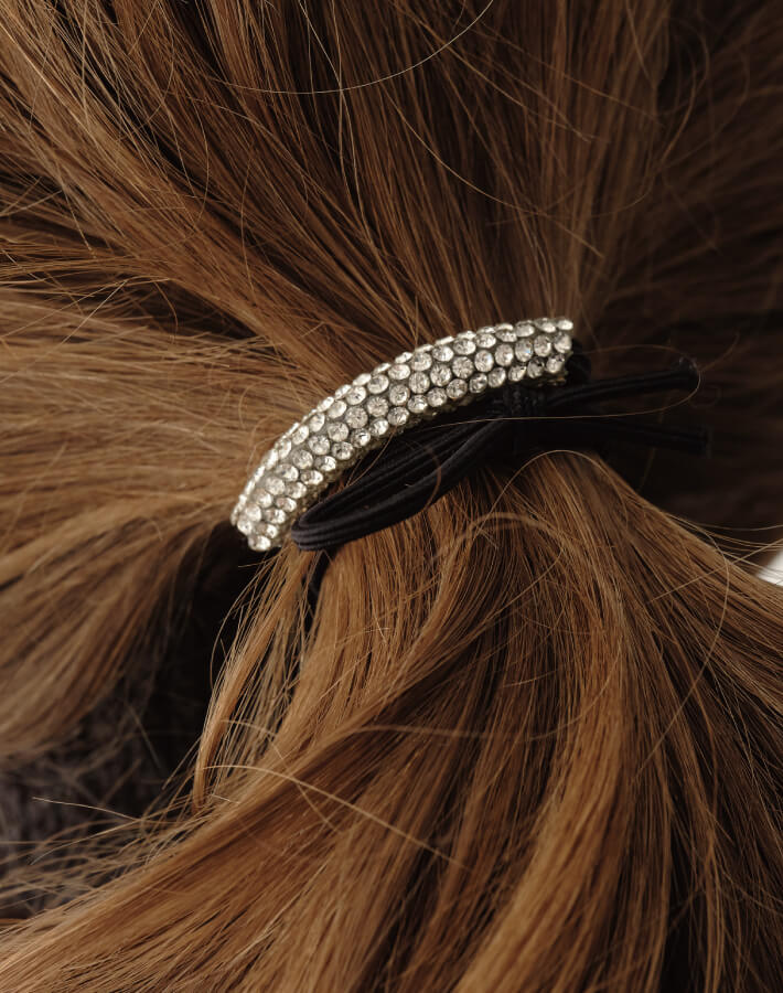 ラインストーンバーヘアゴム