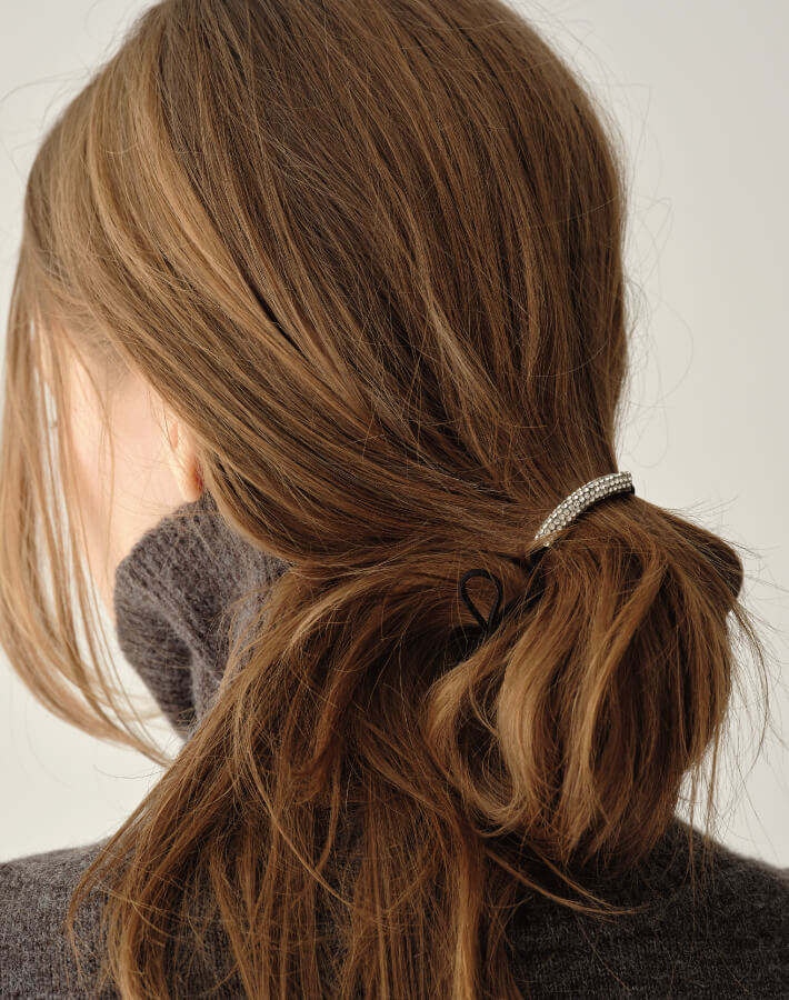 ラインストーンバーヘアゴム