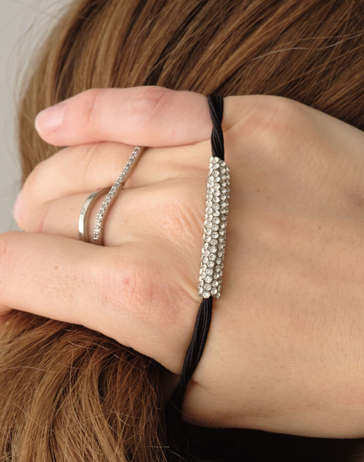 ラインストーンバーヘアゴム