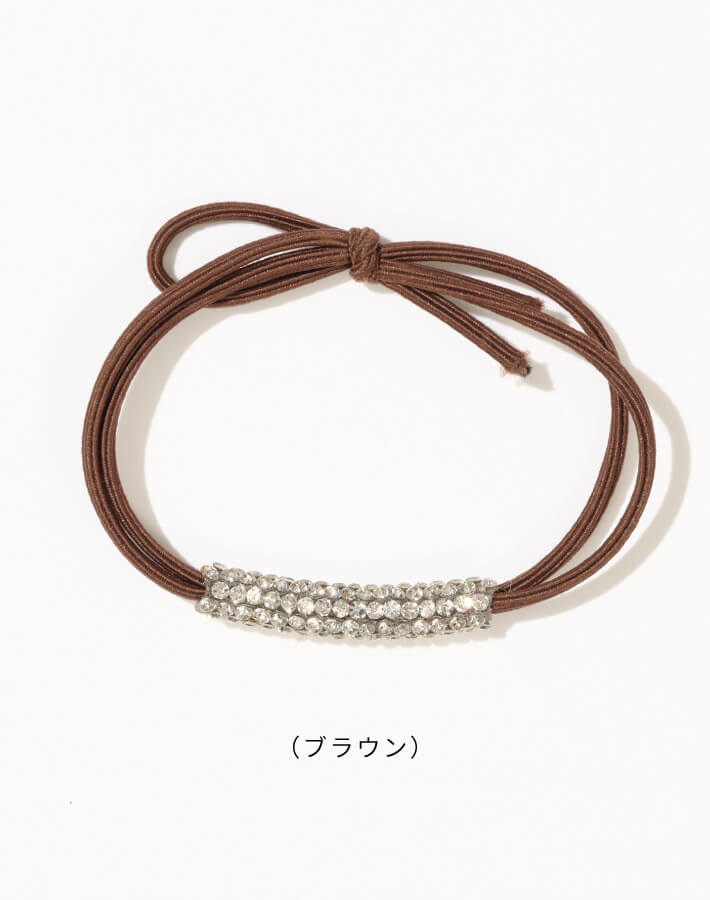 ラインストーンバーヘアゴム