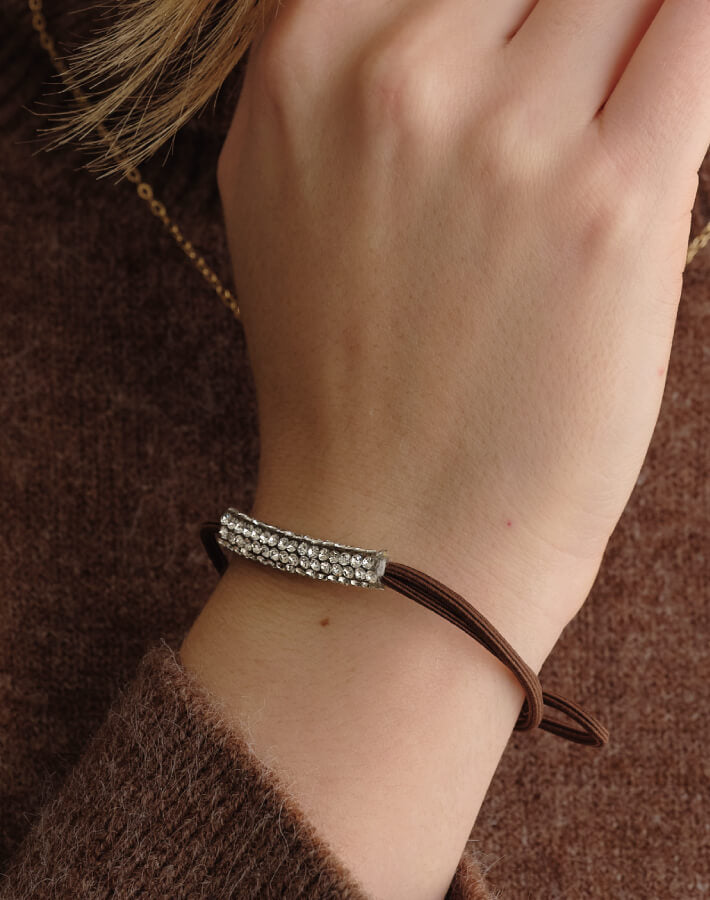 ラインストーンバーヘアゴム