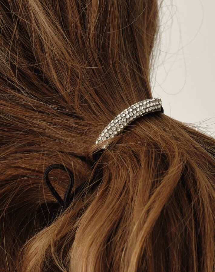 ラインストーンバーヘアゴム