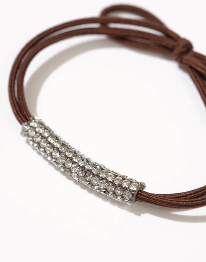 ラインストーンバーヘアゴム