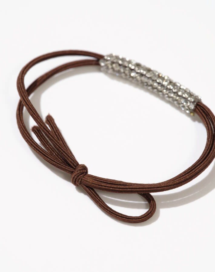 ラインストーンバーヘアゴム