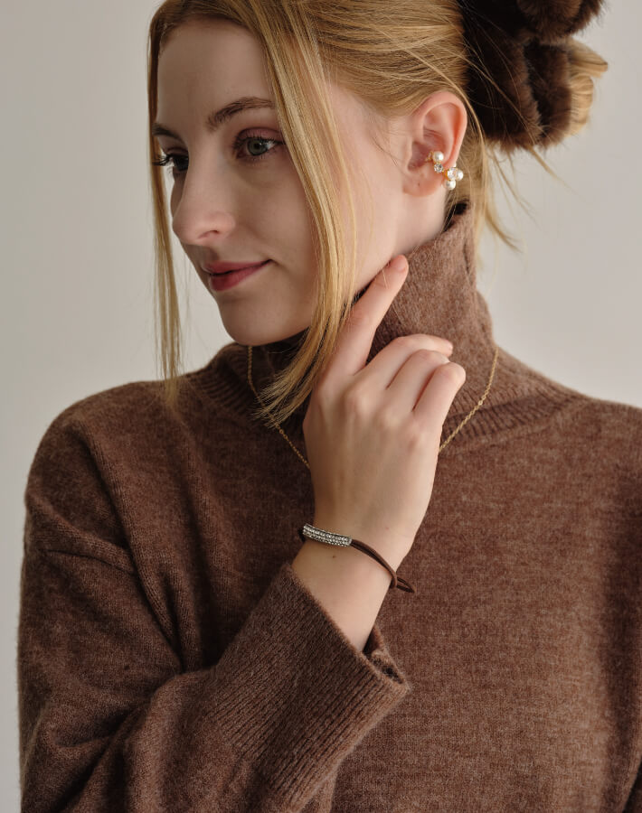 ラインストーンバーヘアゴム