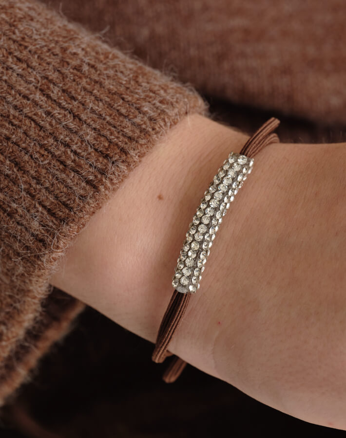 ラインストーンバーヘアゴム