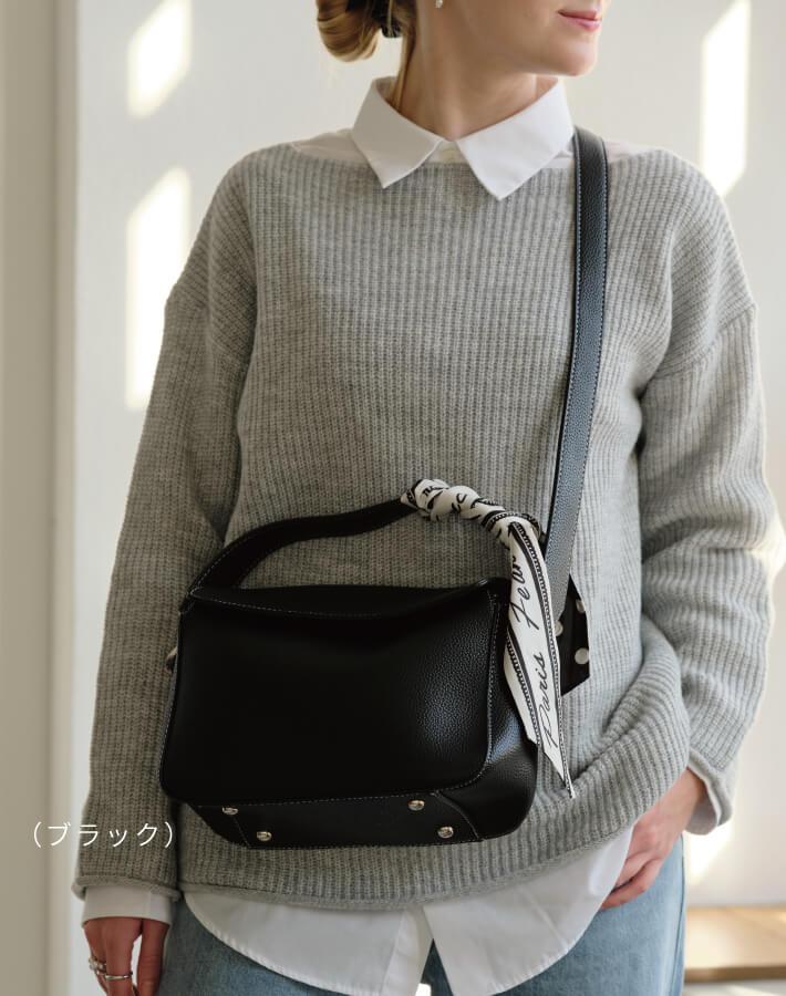2WAYハンドルフラップバッグ（リボンスカーフ付き）