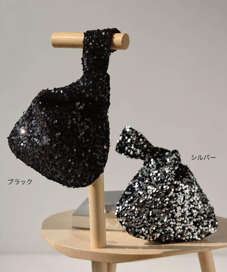 スパンコールハンドルミニバッグ